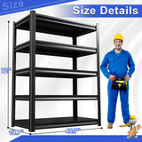 72''H Garage Shelving 2500lbs Heavy Duty Shelving 5T Adjustable Metal Shelves 35.4''W Garage Storage Shelves Easy to Assemable Shelving Units Utility Industaial Standing Shelf for Basemet Warehouses EWZXDB
