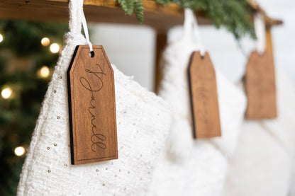 Engraved Christmas Stocking Tags | Stocking Name Tags | Personalized Stocking Tags | Family Stockings | Name Tags Wooden | Stocking Gift Tag - WoodArtSupply