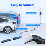 EVDANCE Extension Cord for Tesla 21ft Extension Cable Max Support 12KW 50Amp 240V with NACS Plug Extension Cord for Your Level 1&2 EV Charger Tesla Wall Connector EVDANCE