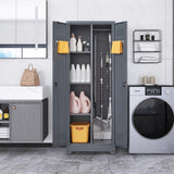 IRONFFICE Storage Cabinet with Lock,Metal Cabinets with Doors and Shelves,Functional Garage Storage Cabinet for Garage Home Office,Gray IRONFFICE