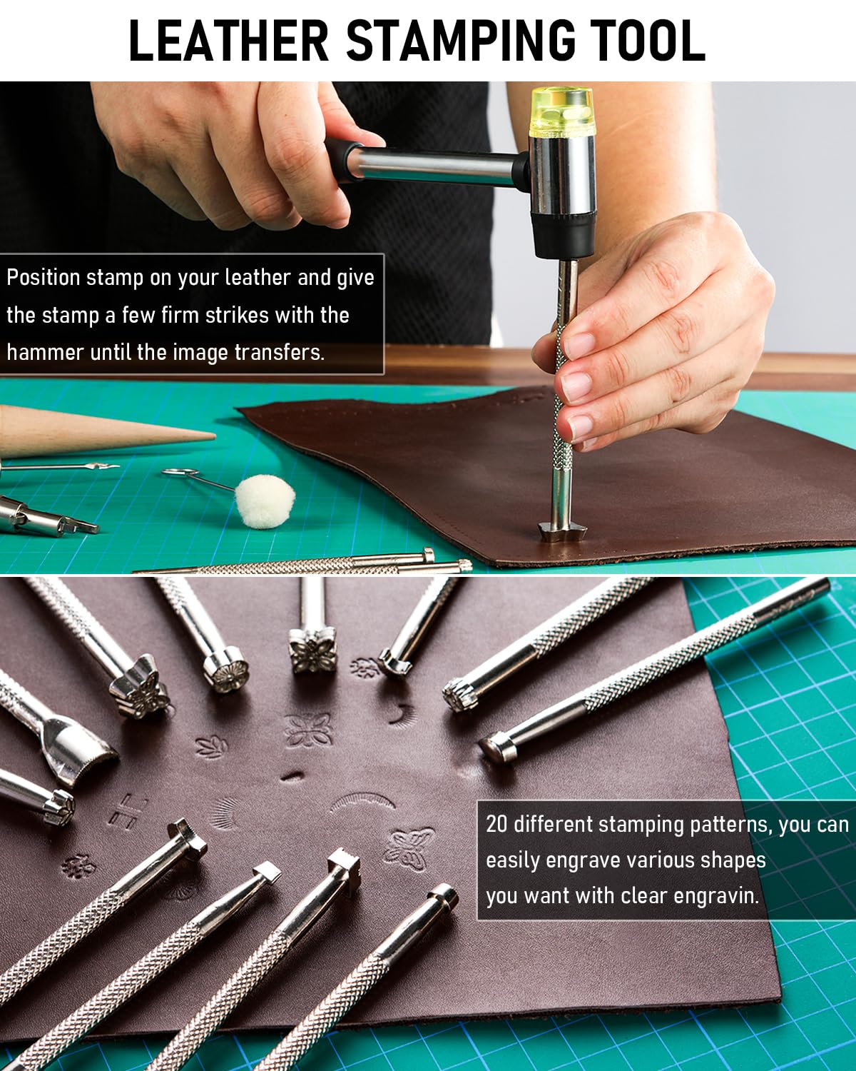 Nicpro 85PCS Leather Tooling Kit Leather Working Tools Kit with Custom Storage Bag, Adults Leather Making Craft Tools Beginner Kit for Stamping Sewing Carving Cutting Punching Leather Working Nicpro