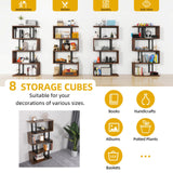 DWVO Geometric Bookshelf, 5-Tier Bookshelf S-Shaped Bookshelves, Industrial Geometric Bookcase Freestanding Multifunctional Storage Shelving for Living Room Home Office, Retro Brown DWVO