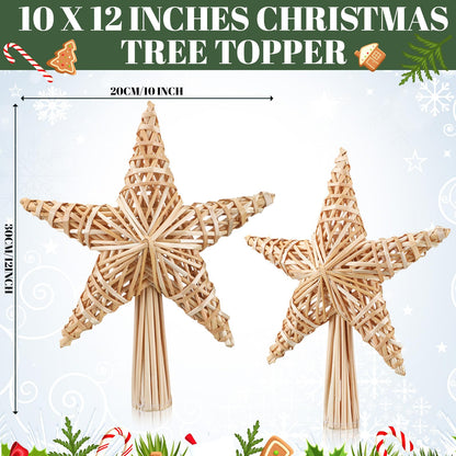 Lineshading Christmas Star Straw Topper 10 x 12 Inch Swedish Tree Topper Scandinavian Straw Ornaments Nordic Style Tree Topper for Christmas Tree Office Home Indoor Desktop Adults Decoration