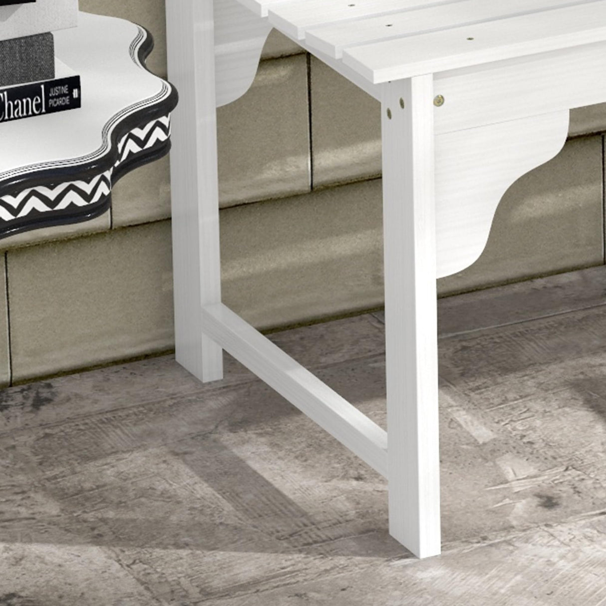 Outsunny Wooden Garden Bench, Outdoor Park Bench with Slatted Seat, Backless Front Porch Bench with Curved Seat for Conservatory, Garden, Poolside, Deck, White Outsunny