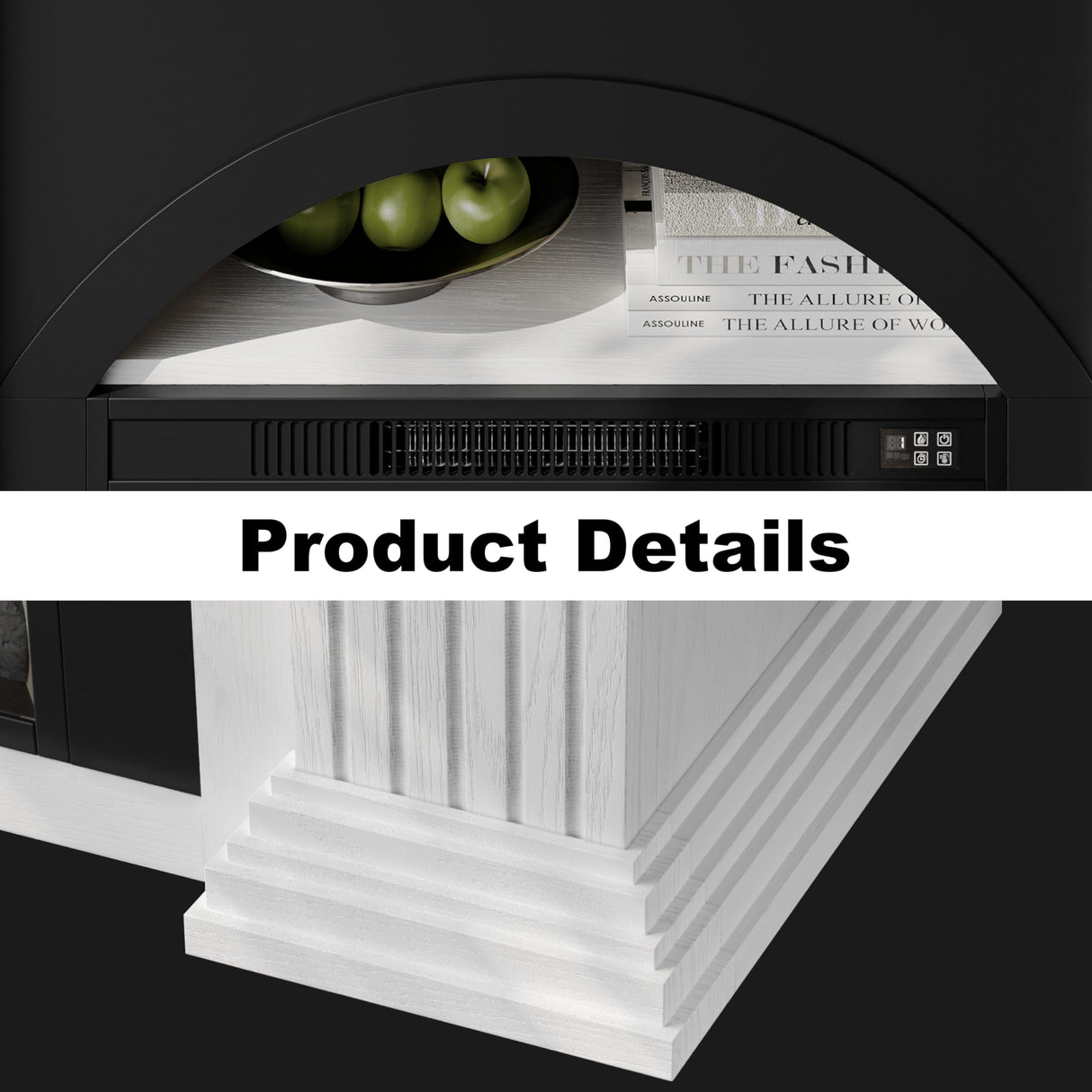 Electric Fireplace with Mantel - 44" Fireplace Mantel, Electric Fireplace TV Stand, Drawer Storage, Remote, 3D LED Flame, Adjustable Heat,Black SOLACE FURNITURE