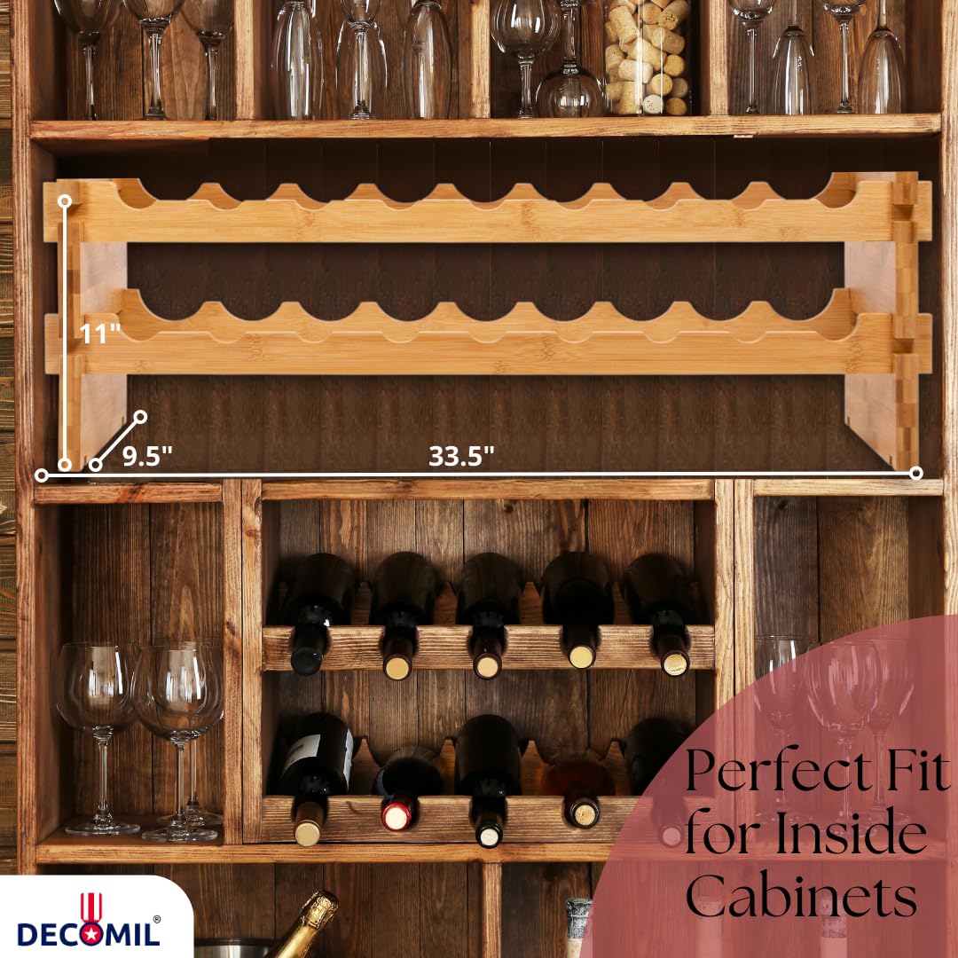 DECOMIL - 18 Bottle Wine Rack | Wine Rack Stand | Modular and Stackable | Wine Bottle Organizer for Countertop (9 Bottle) DECOMIL