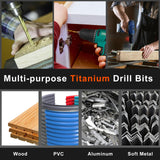 COMOWARE Titanium Twist Drill Bit Set - 16 Pcs Hex Shank High Speed Steel for Wood Plastic Aluminum Alloy, Quick Change, 1/16"-1/4" COMOWARE