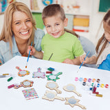 WEBEEDY 12 Sets Wooden Princess Mirror Craft Kit to Paint and Decorate, Mini Mirror Arts and Crafts Activities for Princess Parties, Projects or Home Crafting WEBEEDY