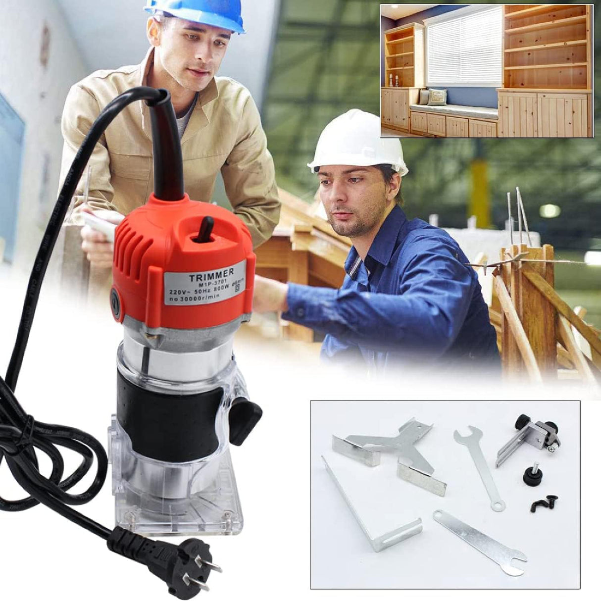 GOTOTOP Wood Router Tool Handheld Laminate Router 110V 30000R/Min Electric Hand Trimmer Wood Laminator Router Tool Set For Fast And Accurate Cut US Plug GOTOTOP