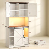 UPOSOJA Farmhouse Kitchen Pantry Storage Cabinet with Drawers & Shelves, Freestanding Hutch and Adjustable Shelves, Versatile Storage for Kitchen, Dining Room, Living Room (Old White) UPOSOJA