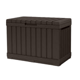 Keter Kentwood 50 Gallon Resin Deck Box-Organization and Storage for Patio Cushions, Throw Pillows and Garden Tools, Brown Keter