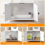 HOOBRO Cat Tree Tower with Litter Box Enclosure for Indoor Cats, Wooden Cat Condo with Scratching Posts, Cat Litter Box Furniture Hidden, All-in-One Cat Toy with Cat House, White WT15MZ03 HOOBRO