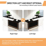 Modern Reception Desk with LED Lights L Shaped Office Front Desk Counter Black and White Reception Table Retail Checkout Counter for Shop Salon Lobby Right Corner 180cm/71inch Generic