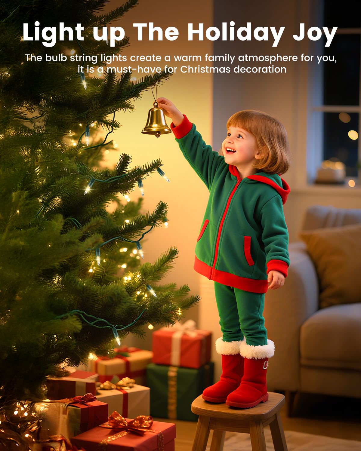 Clear Christmas String Lights 100 Count 25 Feet Incandescent Bulb Mini Lights for Indoor Xmas Tree Garland Birthday Wedding Party Festival Decoration, Green Wire Minetom