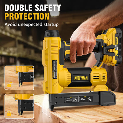 Alloyman 18 Gauge Nail Gun Battery Powered, 2 in 1 Cordless Brad Nailer/Electric Stapler with 2.0Ah Battery and Charger,1000pcs Nails and 1000pcs Staples Included for Home Improvement & Woodw - WoodArtSupply