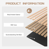 POHARE Wood Slat Wall Panels, 4 Pack 8 x 1 ft Decorative Wood Panels for Wall,Stylish Wall Panels for Interior Wall Decor, Modern Acoustic Wood Wall Panels with Felt Backing, Oak POHARE
