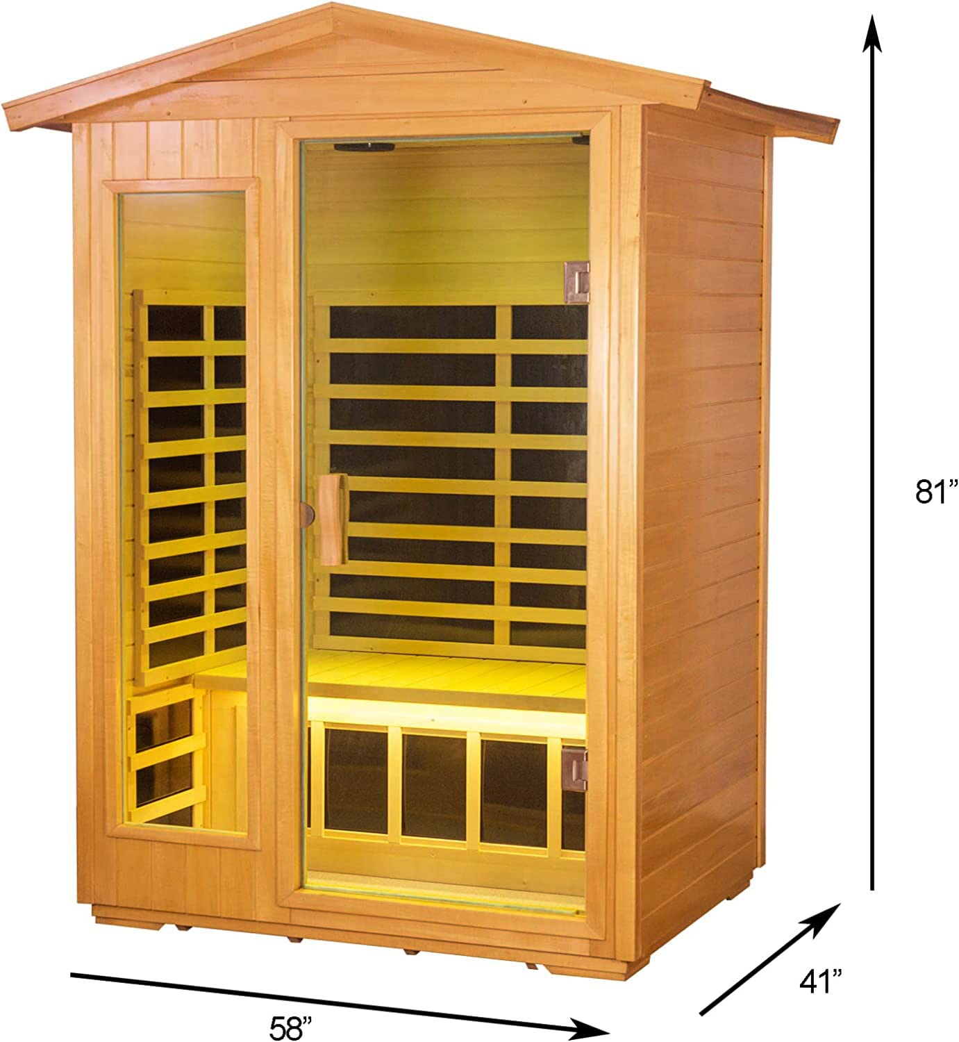 LTCCDSS Outdoor Basswood Sauna 2 Person | Far Infrared Sauna, Basswood Wisconsin, Withstand Outdoor Temp -5℉-104℉| Low EMF Sauna Room for Home-9 Low EMF Heaters-Chromotherapys-Bluetooth Speakers