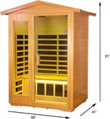 LTCCDSS Outdoor Basswood Sauna 2 Person | Far Infrared Sauna, Basswood Wisconsin, Withstand Outdoor Temp -5℉-104℉| Low EMF Sauna Room for Home-9 Low EMF Heaters-Chromotherapys-Bluetooth Speakers LTCCDSS