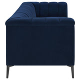 Coaster Home Furnishings - Chalet - Matte Velvet Fabric Upholstered Stationary Tufted Sofa with Tuxedo Arm and Pocket Coil Springs - Contemporary - Living Room - Blue - 509211 Coaster Fine Furniture