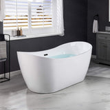 WOODBRIDGE 71" Acrylic Freestanding Bathtub Contemporary Soaking Tub, White Acrylic (Matte Black Drain/Overflow),B0017 MB Drain &O WOODBRIDGE