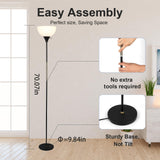 Floor Lamp, Dimmable Standing Lamp, 3 Levels Brightness Led Floor Lamp Rotary Switch Floor Lamps Modern Industrial Lamp with Shade, Tall Lamps for Living Room Bedroom Office Dining Room (Black) LALISU