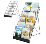 Suuiwau 6 Tier Wire Countertop Rack,18" Wide Metal Book Display Rack Magazine Rack with Sign Channel,Foldable Retail Vendor Booth Display Stand for Greeting Card,Brochure,Art Print,CD,Craft,Comic Suuiwau