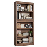 GarveeHome 71 in Farmhouse Bookcase w/Display Rack & Fluted Design, 5 Tier Tall Bookshelf with Wooden Base, Wood Bookshelf Vintage Book Shelf for Office Library (Brown, 71.5" H x 30.7" W x 11.9" D) GarveeHome