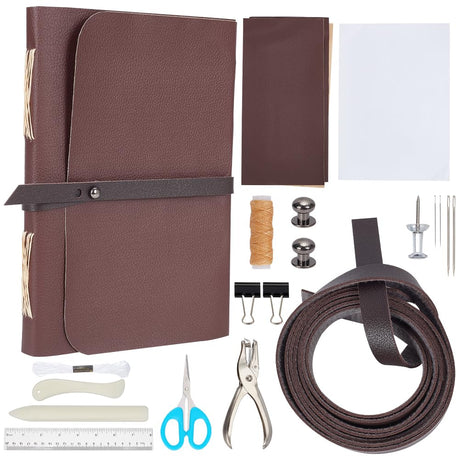 WEBEEDY 89Pcs Bookbinding Kit for Beginners DIY Leather Journal Kit Bookbinding Set A5 Book Making Kit for Adults Complete Bookbinding Supplies Kit with Thread,Sewing Needles,Paper and Other Tools WEBEEDY