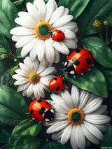 MOER SKY Beautiful Ladybugs Daisy Diamond Painting Art Kit for Adults, Spring Diamond Art Painting for Beginners, Full Drill Round Gem Art Flowers Painting 12x16 Inch MOER SKY