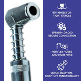 Grease Gun Coupler - 90 Degree Grease Coupler Snaps on to Grease Fittings in Tight Spaces - Joint - High Pressure Grease Nozzle Fittings - BEAU-5046 BEAUFORT