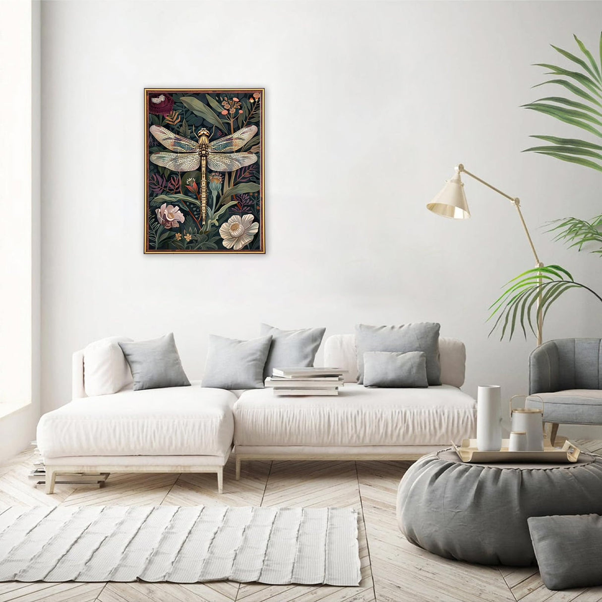 MEIYUDA Dragonfly Diamond Art Kits for Adults, 5D Easy Flowers Diamond Painting Kits for Beginners, Abstract DIY Round Full Drill Crystal Craft Kits for Home Walls Decor and Presents 12x16inch MEIYUDA