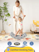 VBABY Pikler Triangle Set 9 in 1, Toddler Climbing Toys Indoor, Plastic Montessori Climbing Set, Kids Climbing Toys with Ramp, Arch & 2 Ladders, Baby Climbing Gym, White & Gray VBABY