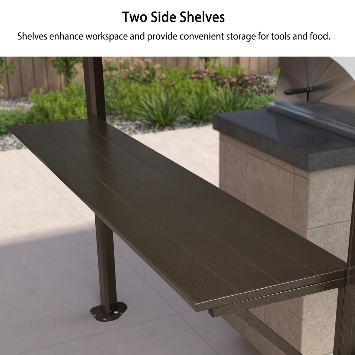 PURPLE LEAF 6.5' X 10' Hardtop Grill Gazebo for Patio Permanent Metal Roof with 2 Side Shelves Deck Yard Tent Aluminum Garden Outside Sun Shade Outdoor BBQ Canopy PURPLE LEAF