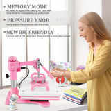 Whubefy Heat Press 12x15, 5 in 1 Heat Press Machine 360° Swing Away, Pink Sublimation Heat Press Digital Heat Transfer with 11oz Tumbler Press Machine, Heat Press Machine for Hat Cap Mug Plate Whubefy