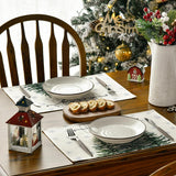 Artoid Mode Beige Pine Tree Snowflake Merry Christmas Placemats Set of 4, 12x18 Inch Seasonal Winter Xmas Holiday Table Mats for Party Kitchen Dining Decoration Artoid Mode