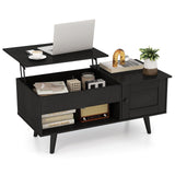 Tangkula Lift Top Coffee Table with Storage, Living Room Table with Hidden Compartment, Cabinet & Open Shelf, Flip Top Center Table, Pull up Coffee Table for Home, Office (Black) Tangkula