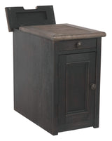 Signature Design by Ashley Tyler Creek Rustic Chair Side End Table with Pull-Out Tray & USB Ports, Brown Signature Design by Ashley