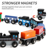 Wondertoys 16 Piece Magnetic Wooden Train Set for Toddlers - Includes Storage Bag and Track Accessories Wondertoys