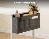 ODK Computer Desk - 40 Inch Office Writing Desk for Home, Student Study Desk with Storage Bag, Headphone Hook & Power Outlets, Modern Simple Table for Bedroom, White ODK