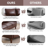 EBELLO 77” Mid Century Modern Sofa Couch, 3 Seater Faux Leather Couches for Living Room, Soft Padded Comfy Cushion, Small Sofa for Small Spaces, Bedroom, Apartment, Dark Brown EBELLO