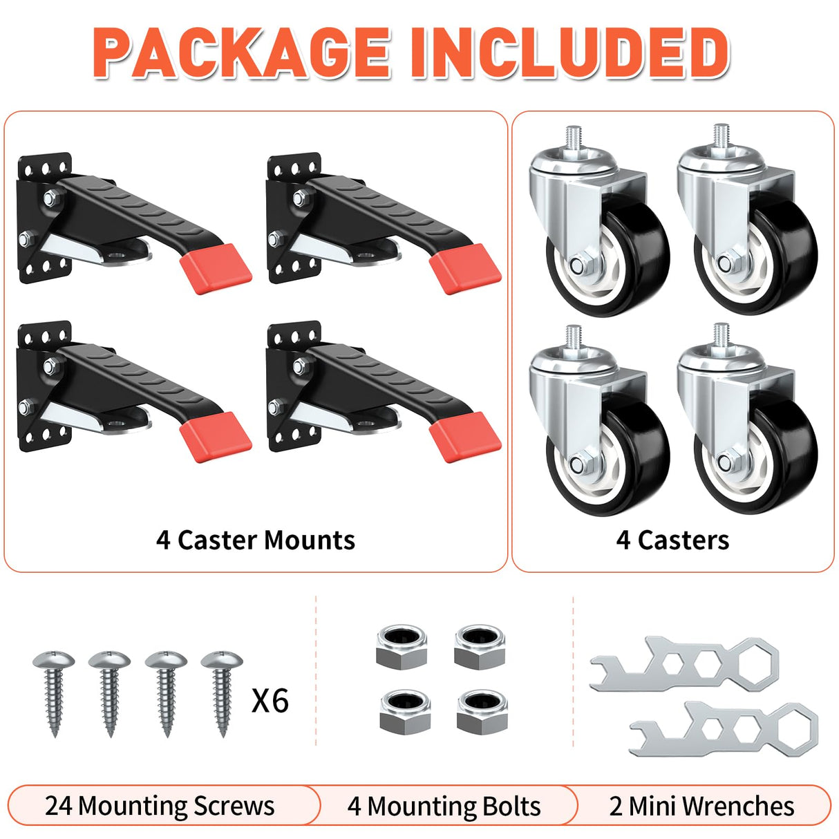 SPACEKEEPER Workbench Casters Kit 880 Lbs - 3 Inch Heavy Duty Retractable Caster Designed for Workbenches Machinery & Tables, 4 Pack SPACEKEEPER