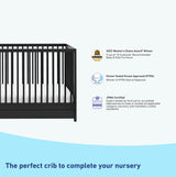 Graco Teddi 5-in-1 Convertible Crib with Drawer (Black) – GREENGUARD Gold Certified, Crib with Drawer Combo, Full-Size Nursery Storage Drawer, Converts to Toddler Bed, Daybed and Full-Size Bed Graco