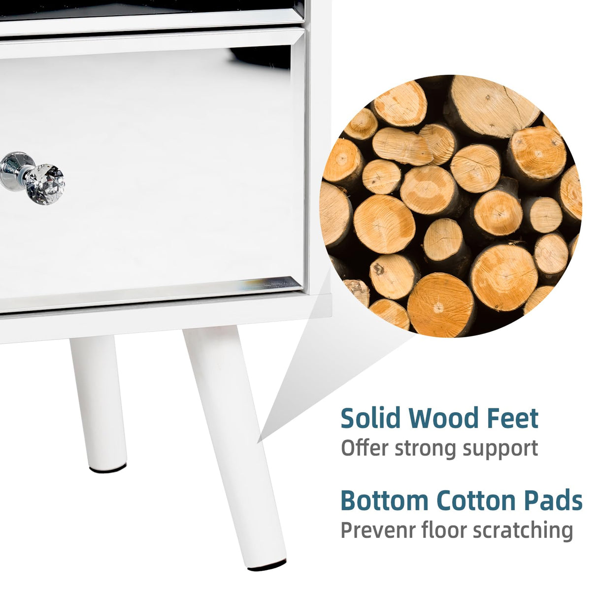 STHOUYN White Nightstand Set of 2, Mirrored Bedside Table Set of 2, Modern Bedroom Night Stands with 2 Drawer, Bed Side Table/Night Stand, End Tables Decorative Table Living Room (White) STHOUYN