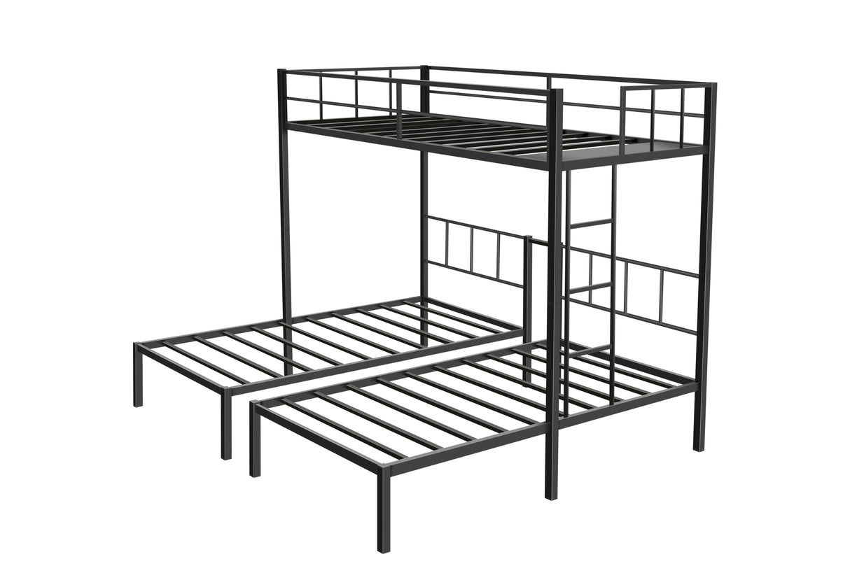 Metal Triple Bunk Bed, Detachable Triple Bunkbed for 3 with Guardrails & Ladder, Twin Over Twin & Twin Bunk Bed Can Be Separated into 3 Twin Beds for Teens, Adults, No Box Spring Needed, Easy Assembly LLS