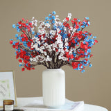 Hananona 10 Pcs 4th of July Flowers Artificial Babys Breath Fake Silk Patriotic Flowers for Independence Day Home Decor Floral Arrangement Table Centerpieces (10, Mix) Hananona