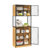 VECELO 72in Tall Kitchen Pantry Cabinet with Doors and Shelves, Large Freestanding Storage Cupboard with Countertop Hutch, Rustic Brown VECELO