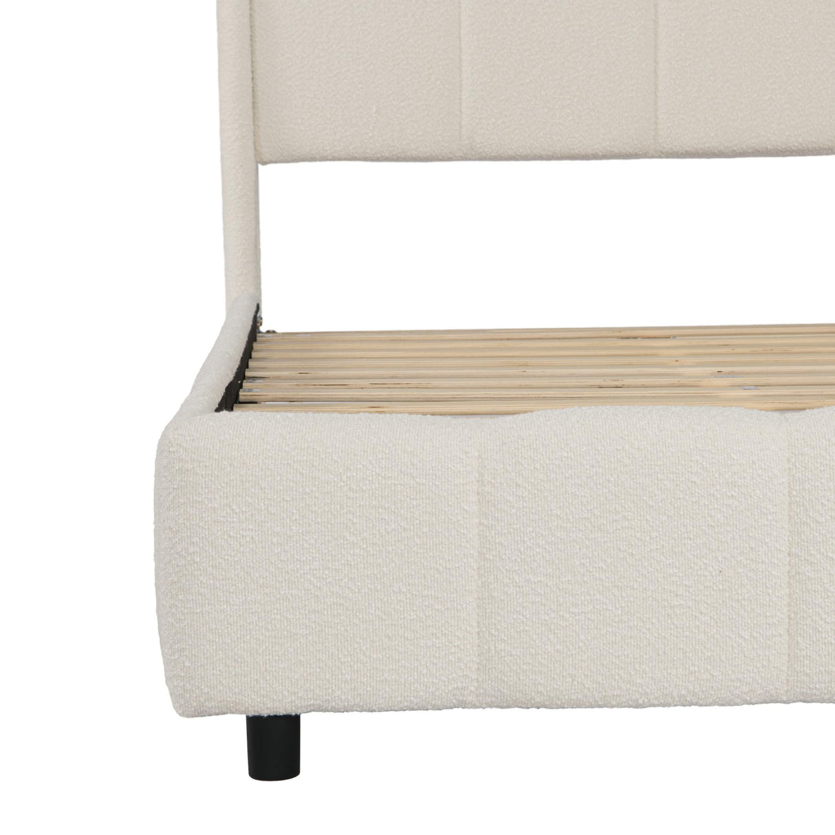 RuiSiSi King Size Upholstered Bed with Curve-Shaped Design Headboard, Boucle Fabric Platform Bed with Sturdy Legs, Modern Bed Frame for Bedroom, No Box Spring Needed, Beige RuiSiSi