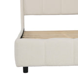 RuiSiSi King Size Upholstered Bed with Curve-Shaped Design Headboard, Boucle Fabric Platform Bed with Sturdy Legs, Modern Bed Frame for Bedroom, No Box Spring Needed, Beige RuiSiSi