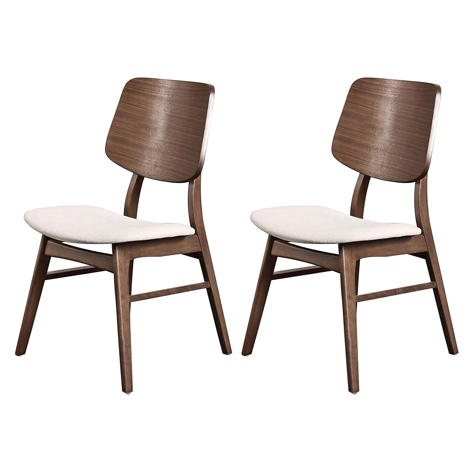 New Classic Furniture Mid-Century Modern Oscar Oval Back Dining Chair, Set of Two, Walnut Brown - WoodArtSupply