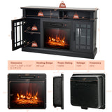 COSTWAY Electric Fireplace TV Stand for TVs Up to 55 Inches, 18-Inch Fireplace Insert with Remote, Overheat Protection, 48-Inch Wooden Media Entertainment Center with Adjustable Shelves, Black COSTWAY